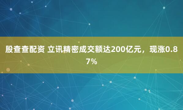 股查查配资 立讯精密成交额达200亿元，现涨0.87%